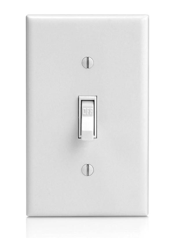Photo of white toggled switch.