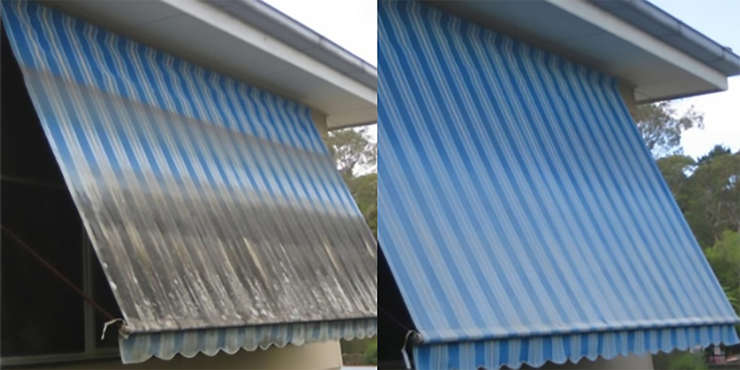 Before and after awning cleaning